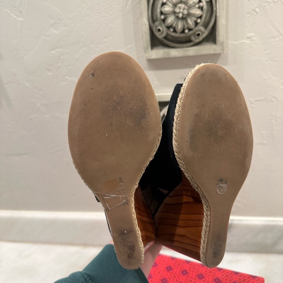 Tory Burch Black Raya Lancaster Suede Wedges - Picture 3 of 7